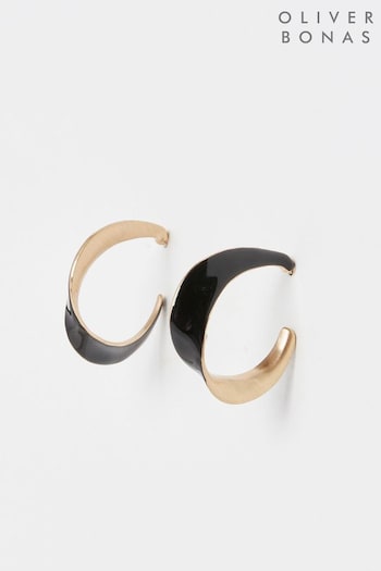 Oliver Bonas Roxanne Twisted Black Hoop Black Earrings (Q89737) | £20