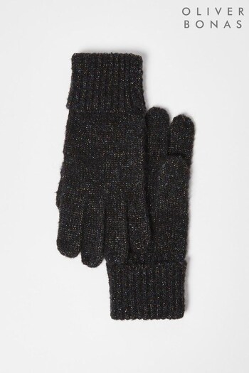 Oliver Bonas Black Rainbow Sparkle Knitted Gloves (Q89757) | £22