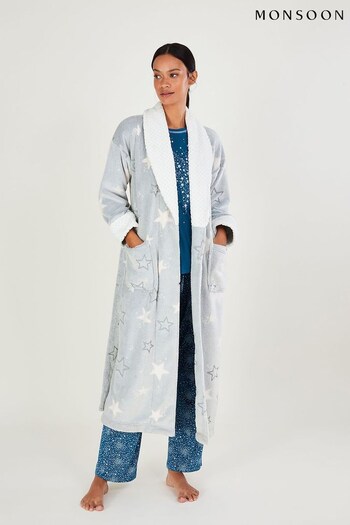 Monsoon Grey Star Print Dressing Gown (Q89902) | £55