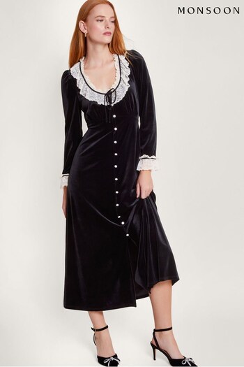 Monsoon Black Vali Velvet Tea Dress (Q89922) | £110