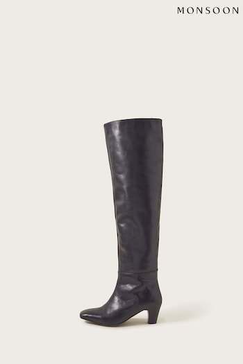 Monsoon Black Over the Knee Leather Basketball Boots (Q89927) | £125