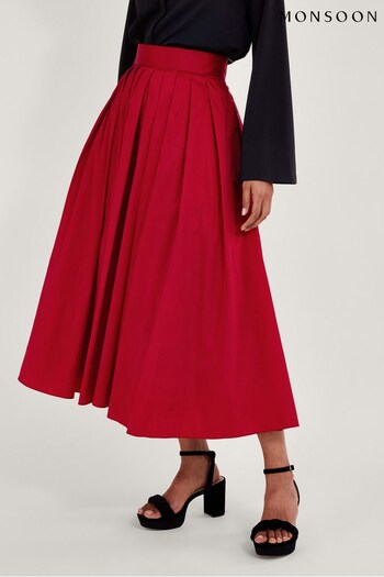 Monsoon Red Tully Taffeta Skirt (Q89928) | £85
