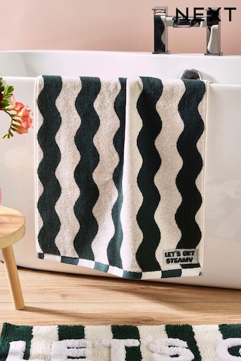 Green Lets Get Steamy Wave Stripe Towel (Q89958) | £8 - £18