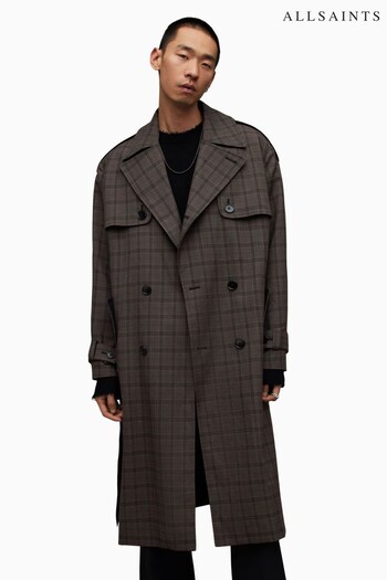 AllSaints Castor Trench Brown Coat (Q89968) | £429