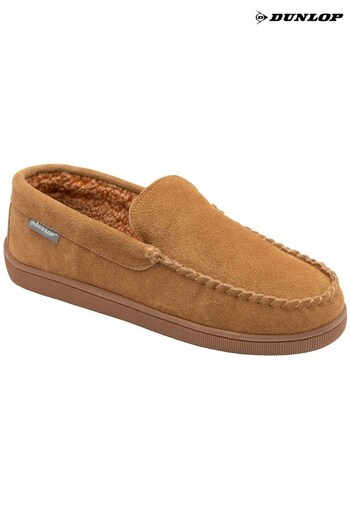 Dunlop Brown Men's Full Shoe Fur Lined Slippers (Q89972) | £27