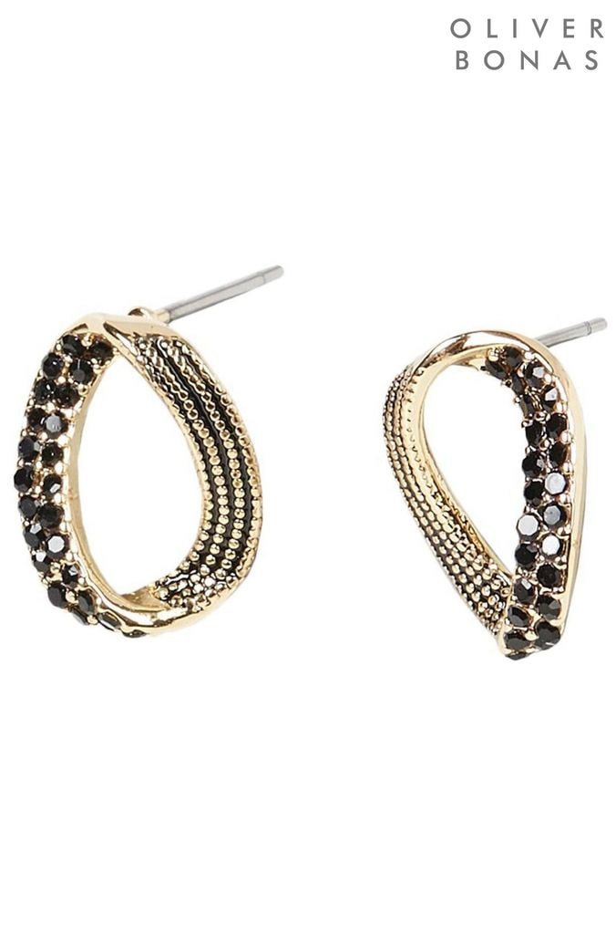 Black metallic earrings hot sale