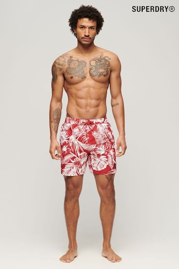 Superdry Red Hawaiian Print 17” Swim Topman Shorts (Q90029) | £45