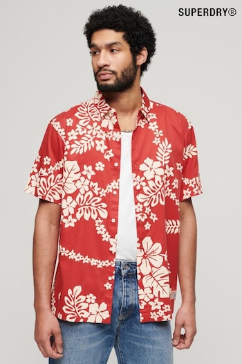 Superdry Red Short Sleeve Hawaiian Printed Shirt (Q90047) | £45