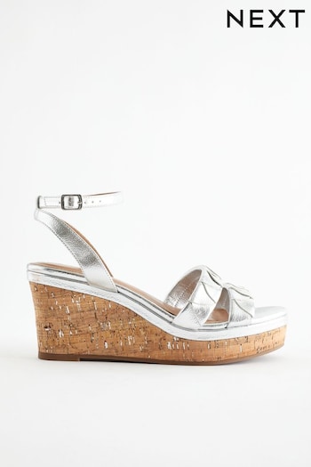 Silver Extra Wide Fit Forever Comfort® Double Strap Wedges (Q90115) | £39