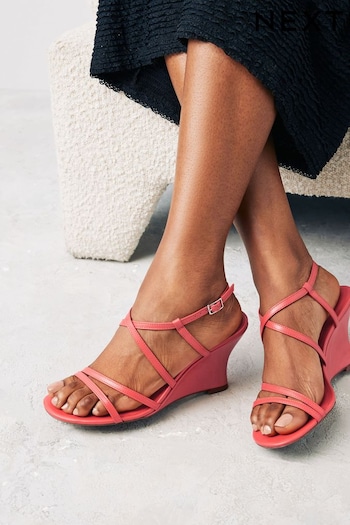 Coral Pink Forever Comfort® Strappy Wedges (Q90125) | £38
