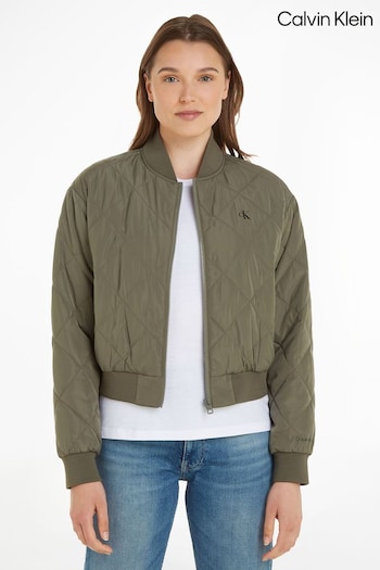 Calvin navy Klein Green Quilted Bomber Jacket (Q90140) | £140