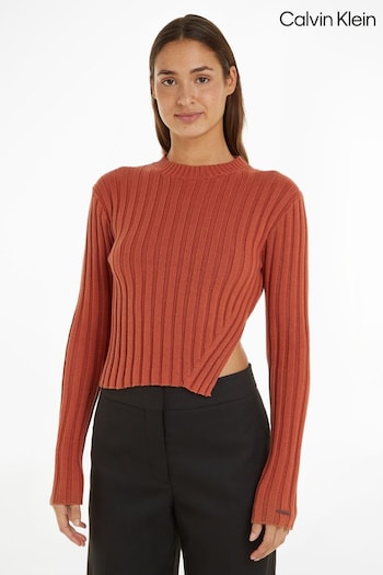 Calvin Klein Brown Cotton Blend Split Sweater (Q90154) | £160