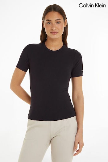 Calvin 02W Klein Black Modal Rib T-Shirt (Q90169) | £70