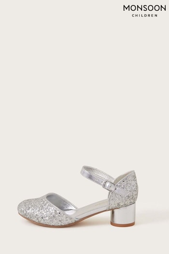 Monsoon Silver Glitter Two-Part Heels (Q90231) | £27 - £31