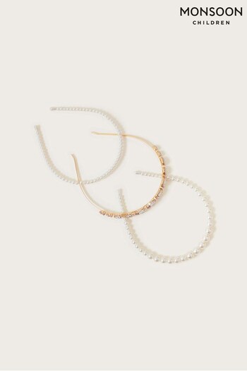 Monsoon Pink Pearl and Jewel Headbands 3 Set (Q90240) | £10