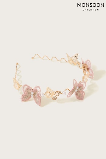 Monsoon Pink Butterfly Wiggle Headband (Q90251) | £12