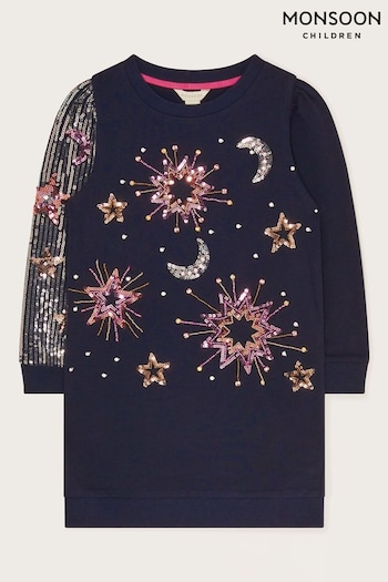 Monsoon Blue Sequin Star Embellished Tunic (Q90254) | £30 - £35