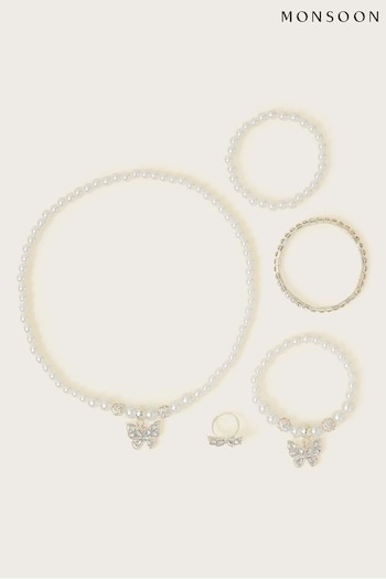 Monsoon Jewel Butterfly Bridesmaid White Jewellery Set (Q90260) | £10