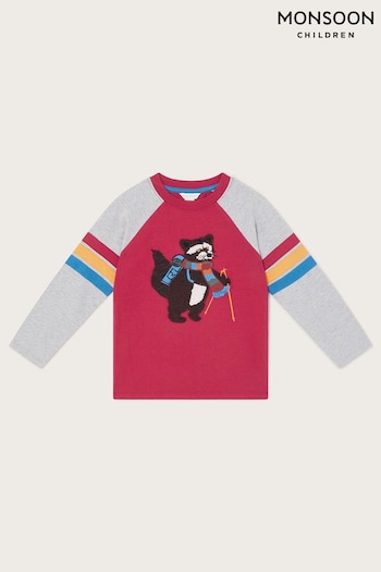 Monsoon Red Raccoon Raglan T-Shirt (Q90269) | £18 - £21