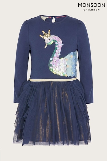 Monsoon Blue Disco Swan Dress (Q90276) | £38 - £43