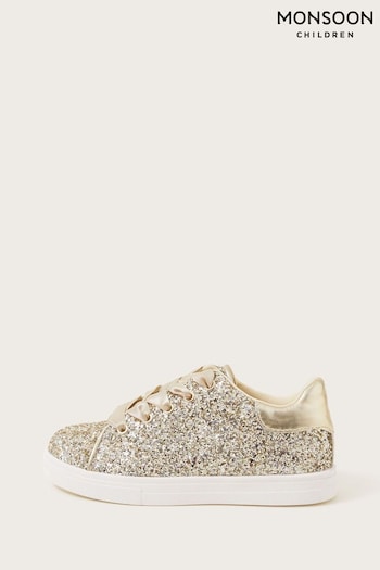 Monsoon Gold Sparkle Glitter Trainers (Q90287) | £28 - £32