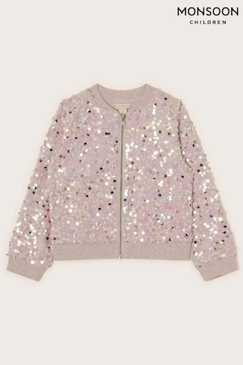 Monsoon Pink All-Over Sequin Bomber Jacket (Q90289) | £42 - £47