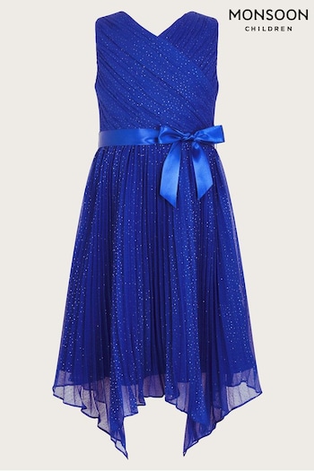 Monsoon Blue Prima Pleat Party Dress (Q90295) | £44 - £48