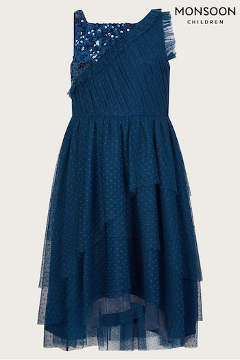 Monsoon Blue Kylie Sequin Shoulder Dress (Q90312) | £48 - £58