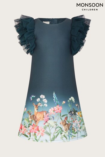 Monsoon Blue Woodland Print Scuba Dress (Q90314) | £50 - £60