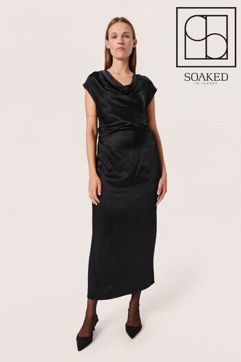 Soaked in Luxury Seleena Short Sleeve Black Maxi Dress (Q90365) | £100