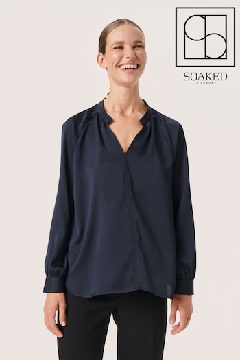 Soaked in Luxury Casual Fit Blue Loana Long Sleeve Blouse (Q90367) | £60