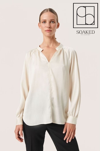 Soaked in Luxury Casual Fit Loana Long Sleeve White Blouse (Q90400) | £60