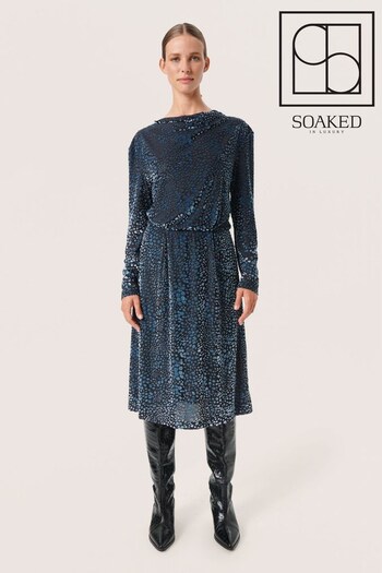Soaked in Luxury Blue Nicha Knee Length Open Back Dress (Q90419) | £90