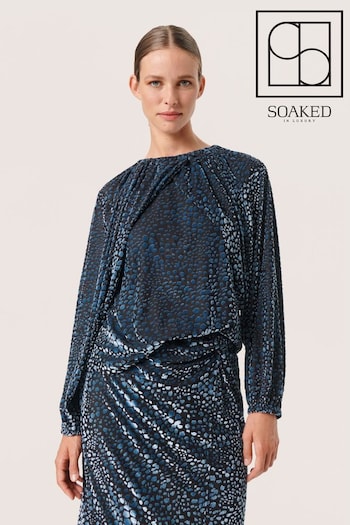 Soaked in Luxury Loose Fit Blue Nicha Long Sleeve Blouse (Q90447) | £75