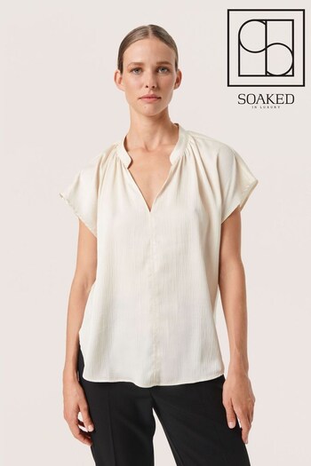 Soaked in Luxury Casual Fit Loana Short Sleeve White Blouse (Q90455) | £45