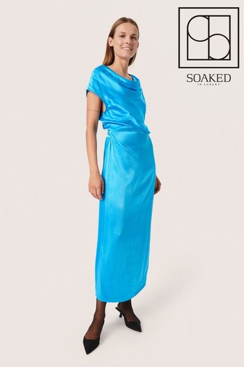 Soaked in Luxury Blue Seleena Short Sleeve Maxi Dress (Q90466) | £100