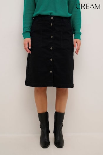 Cream Carva Buttons Pockets Pencil Black Skirt (Q90494) | £80