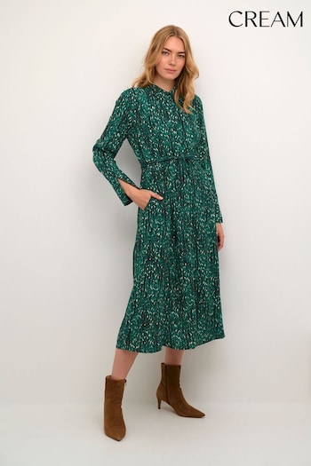 Cream Green Tiah Long Sleeve Maxi Dress (Q90502) | £90