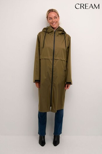 Cream Green Josah Loose Fit Hooded Raincoat (Q90506) | £130