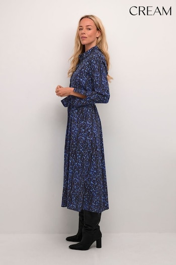 Cream Blue Tiah Long Sleeve Maxi Dress (Q90507) | £90