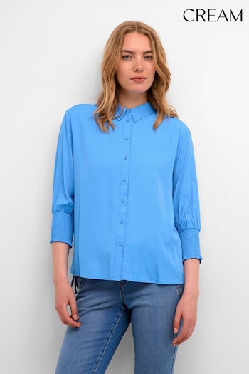 Cream Blue Nola 3/4 Sleeve Shirt (Q90533) | £65