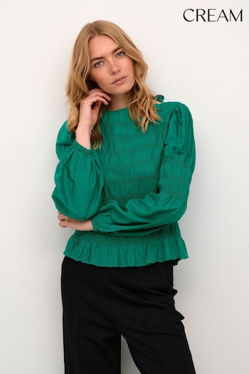 full Green Henva Long Sleeve Smock Blouse (Q90534) | £60