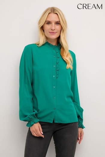 Cream Green Venea Frill Shirt (Q90543) | £45