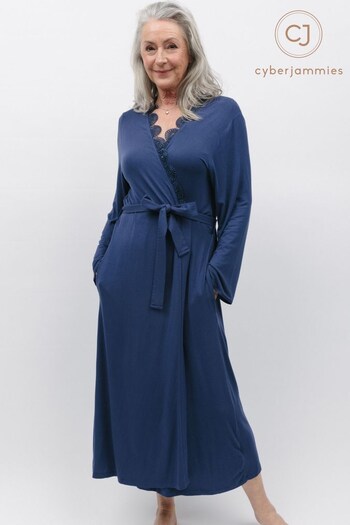 Nora Rose Blue Cyberjammies Knit Long Dressing Gown (Q90567) | £49