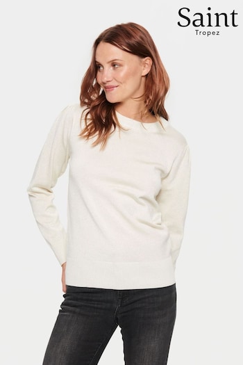 Saint Tropez Kila Long Sleeve Shimmer Pullover White Jumper (Q90673) | £50