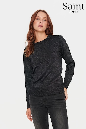 Saint Tropez Kila Long Sleeve Shimmer Pullover Black  Jumper (Q90717) | £50