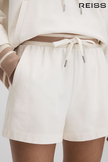 Reiss Mink/Ivory Lexi Striped Drawstring Waistband Shorts (Q90745) | £98