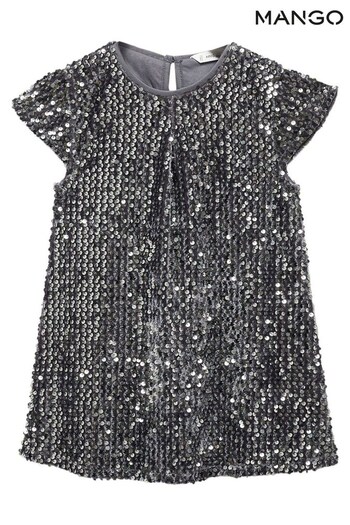 Mango Silver Grey Sequined Dress (Q90766) | £30