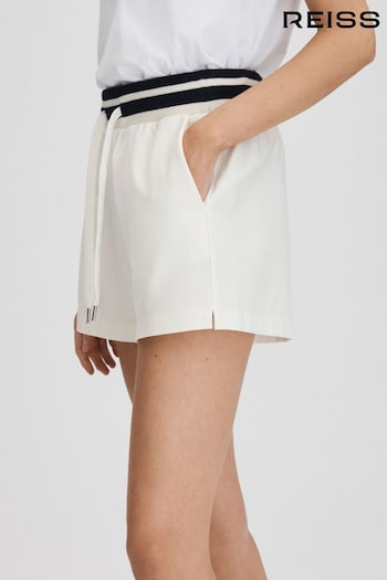 Reiss Navy/Ivory Lexi Striped Drawstring Waistband Shorts (Q90785) | £98
