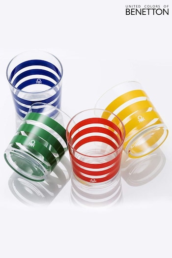 Benetton Set of 4 Multi Bright Water Tumblers Set of 4 Tall Tumbler Glasses (Q90887) | £23